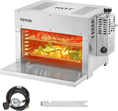 Miniatura 11 de VEVOR Horno de Acampada al Aire Libre, Combo de Estufa de Gas Portátil de 2 en 1, Fuego Ajustable, Temporizador de 60 Minutos, a Prueba de Viento