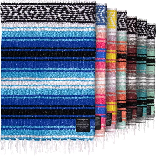 Miniatura 35 de Hydration Nation Auténtica manta mexicana extra grande (70 x 50 pulgadas), yoga tejida a mano, serape, falsa artesanal, playa, campamento, picnic