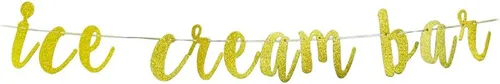 Guysckfi Cartel de barra de helado – Suministros para fiestas temáticas de helados – baby shower, cumpleaños, boda, graduación, decoraciones de