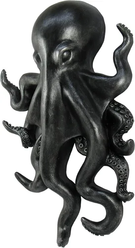 Miniatura 3 de World of Wonders Poseidon Octopus Kraken - Percha de pared de peltre Decoración decorativa náutica de oficina de playa Arte de pared de criatura
