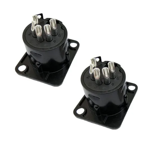 Miniatura 3 de XLR Macho Jack 5 Pin Panel Mount Jacks, carcasa de metal negro conector XLR-M 5 unidades.