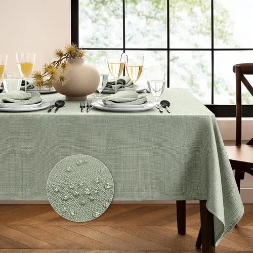 Miniatura 21 de Elrene Home Fashions - Mantel de textura sólida de laurel, resistente al agua y a las manchas, 52 x 70 pulgadas, rectangular, color gris 2-Gris