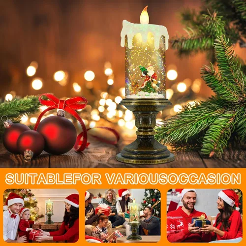 Miniatura 5 de Velas sin llama AOMIL de Navidad, velas sin llama parpadeantes con temporizador, velas LED de Navidad operadas por batería, luz de vela de muñeco