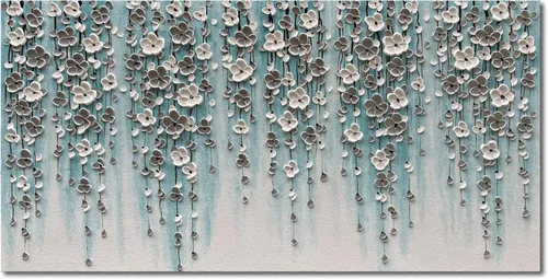 Miniatura 10 de Epicler - Pintura al óleo de flores moradas grandes pintadas a mano, contemporánea, abstracta, decoración del hogar, pintura de arte decorativo