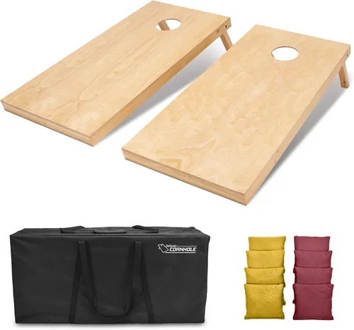 Miniatura 7 de GoSports 4 ft x 2 ft Regulation Size Wooden Cornhole Boards Set with Natural Wood Stain Finish - Includes Carrying Case Sin bolsas de frijol