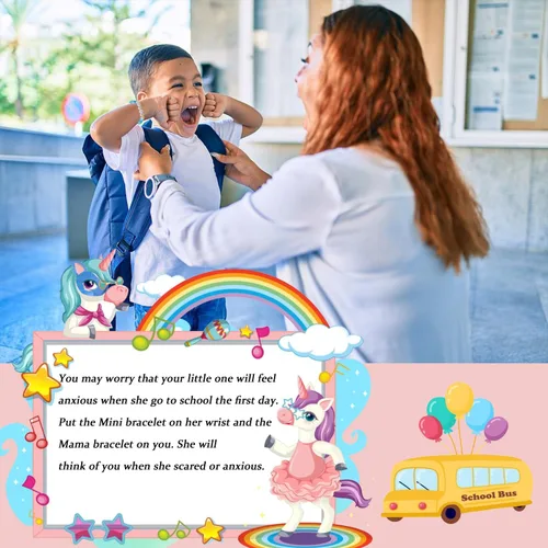 Miniatura 15 de Pulsera para el primer día de Shcool Kindergarten de primer grado para el regreso a clases, regalos para mamá e hija, pulseras para mamá e hija