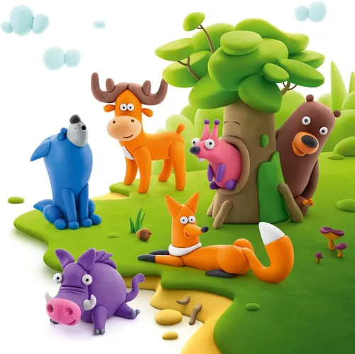 Miniatura 3 de HEY CLAY Forest Animals - Claymate Bear - Kit de arcilla seca al aire con 3 latas y herramientas de escultura con divertidas instrucciones
