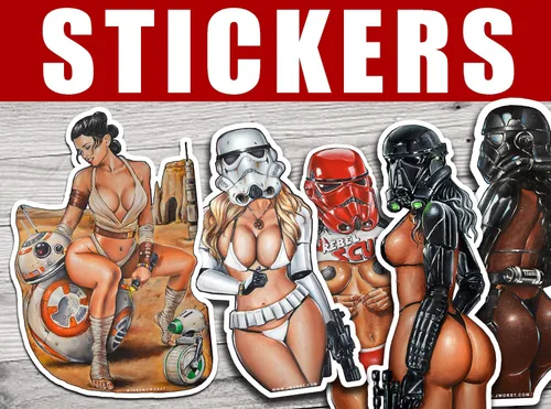 Miniatura 4 de Jeremy Worst pegatina de 10 cm "Arte adhesivo de Star Wars R2D2 Princesa Leia Pinup Regalos Señor Jedi Darth Vader Ayúdame Obi Uno cosas juguetes