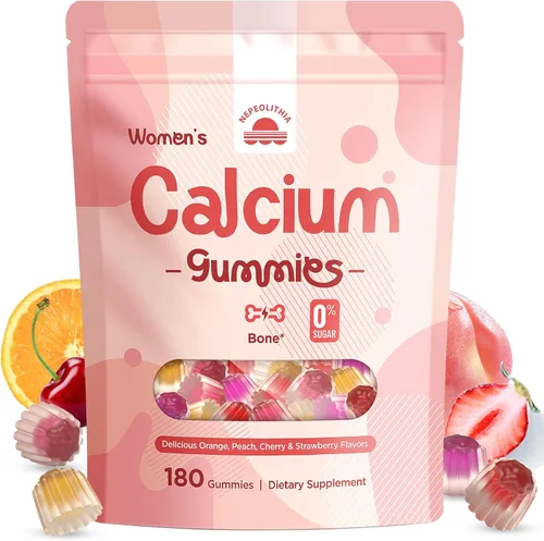 Gomitas de calcio para mujer – 1500 mg de citrato de calcio con vitamina D3, K2, magnesio, zinc, boro y isoflavonas de soja – Suplemento de calcio,