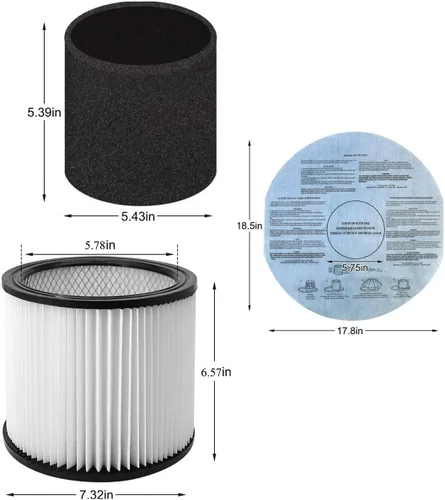 Miniatura 2 de 90304 Filtros de repuesto para filtros de aspiradora de tienda 90304, 90350, 90333 filtro de aspiradora en seco húmedo con tapa, filtro de funda