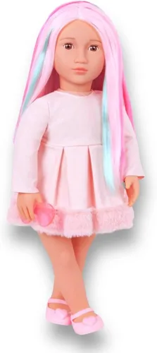 Miniatura 2 de Generation Fashion Dolls - Muñeca rosa de 18 pulgadas, pelo rosa con una raya de turquesa, lentes de sol de corazón rosa, vestido y zapatos rosados