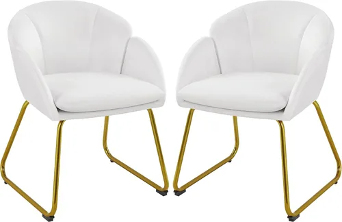 Miniatura 11 de Yaheetech Silla de terciopelo para sala de estar, sillón en forma de flor con patas doradas, silla lateral tapizada para tocador, sala de estar
