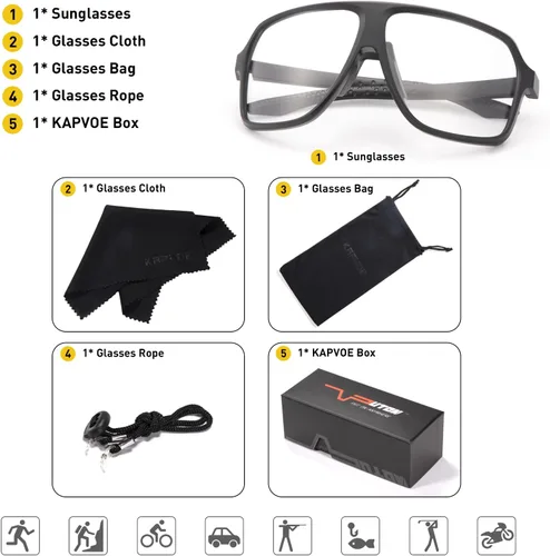Miniatura 6 de KAPVOE Gafas de ciclismo fotocromáticas para hombres y mujeres, gafas de sol deportivas MTB para ciclismo, protección UV