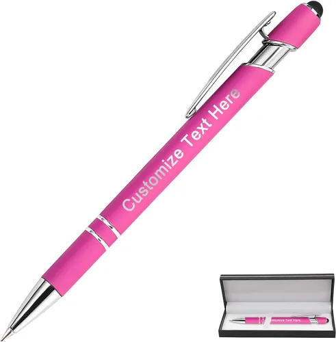 Miniatura 34 de Bolígrafos personalizados a granel con punta de lápiz capacitivo, 12 bolígrafos personalizados con logotipo de mensaje con nombre, bolígrafos