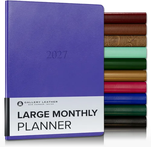 Miniatura 131 de Gallery Leather Agenda Mensual Grande 2025-2026, Elegantemente Encuadernada Planificador de Calendario y Cuaderno con Elegantes Bordes Dorados, 18