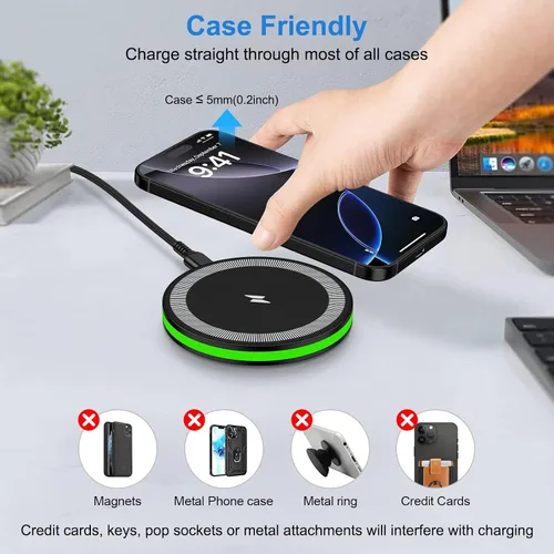 Miniatura 3 de Samsung S26 Ultra Cargador inalámbrico Almohadilla de carga rápida de 15 W para Galaxy S26+ S25 Ultra FE S25+ Z Fold Flip7 S24 Ultra S24+ S23, Pixel