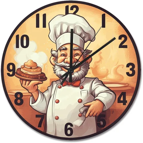 Miniatura 21 de ArogGeld Chef - Reloj de pared de cocina de madera, 10 silencioso, sin tictac, de cuarzo, funciona con pilas, para sala de estar, dormitorio