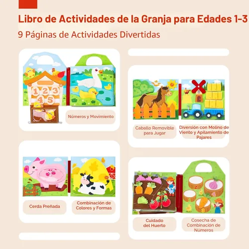 Miniatura 2 de hahaland Libro de actividades para niños pequeños de 1 a 3 años - Tablero ocupado de animales de granja para niños de 1 año Montessori Toys for 1