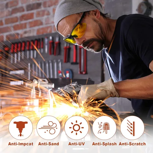 Miniatura 3 de Kathfly 36 gafas de seguridad resistentes a los arañazos, gafas de seguridad protectoras con lente (ámbar)