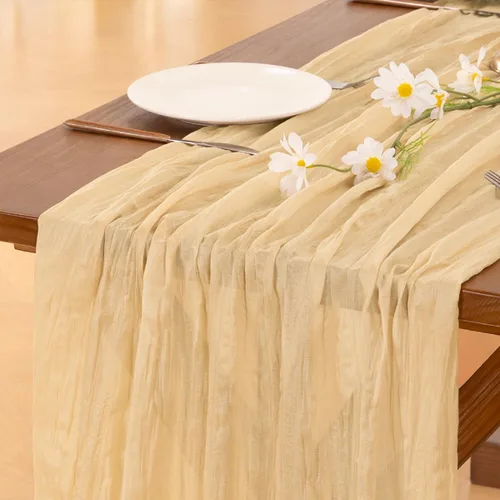 Miniatura 7 de Socomi - 10 caminos de mesa de gasa, estilo bohemio y rústico, para primavera, Pascua, bodas, fiestas, baby showers, cumpleaños y decoración, 120