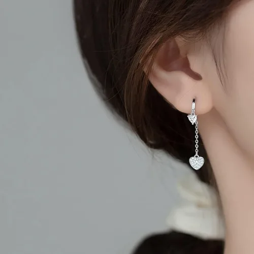 Miniatura 2 de SLUYNZ Pendientes de aro pequeños de plata de ley con circonita cúbica para mujeres y adolescentes y niñas, aretes de aro con forma de corazón