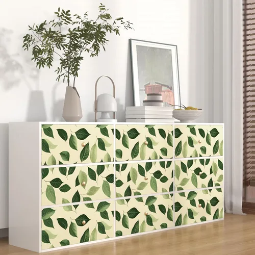 Miniatura 3 de Papel tapiz de hojas para despegar y pegar, papel de contacto con hojas de plantas verde oliva/beige, papel de pared botánico vintage, autoadhesivo