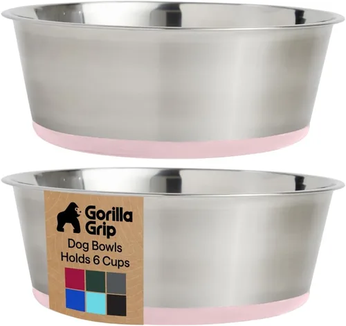 Miniatura 17 de GORILLA GRIP Tazones para perros, acero inoxidable 304 de grado alimenticio, con capacidad para 2 tazas cada uno (16 onzas líquidas) para alimentos