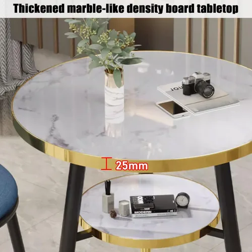 Miniatura 3 de YVYKFZD Office Reception Room Club Table, Simple Kitchen Dining Table Set with Storage Shelf, Round Conference Table for 4, Business Conference Room