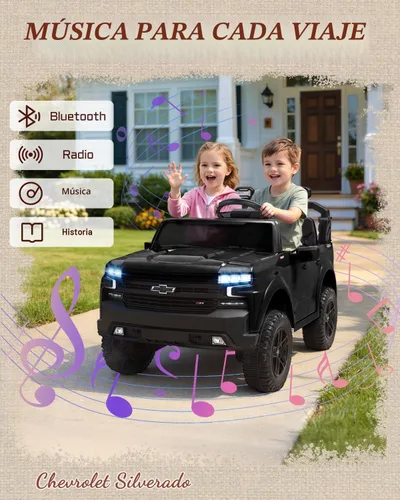 Miniatura 3 de First Ride On 24V 2 Plazas Paseo en Juguetes Chevrolet Silverado con Licencia, Vehículo Eléctrico con Control Remoto y Cinturones de Seguridad, Negro