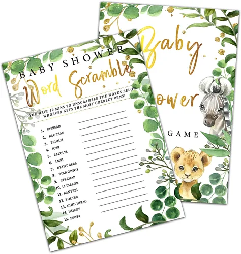 Miniatura 7 de Woodland - Juegos de baby shower, juegos de doble cara con nombre de esa canción de bebé y juego de peleas de bebé (paquete de 30) con 1 tarjeta
