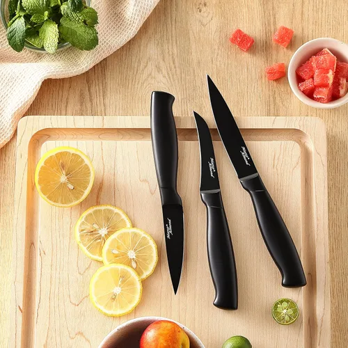Miniatura 8 de Marco Almond® Juego de cuchillos de cocina con bloque y afilador MA23, juego de bloque de cuchillos de 17 piezas, juego de cuchillos negros de chef