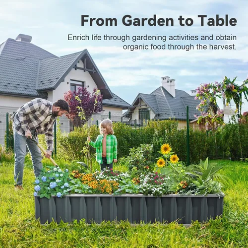 Miniatura 8 de King Bird - Cama de jardín elevada de 68 x 36 x 12 pulgadas, kit de caja de maceta de metal de acero galvanizado para jardín al aire libre, con 2