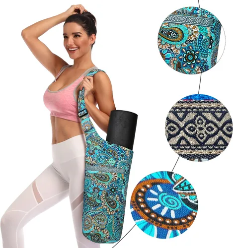 Miniatura 4 de IwIeIaIrI Bolsa para esterilla de yoga para mujeres con bolsillo grande y bolsillo con cierre, accesorios para regalos de yoga con correa de hombro