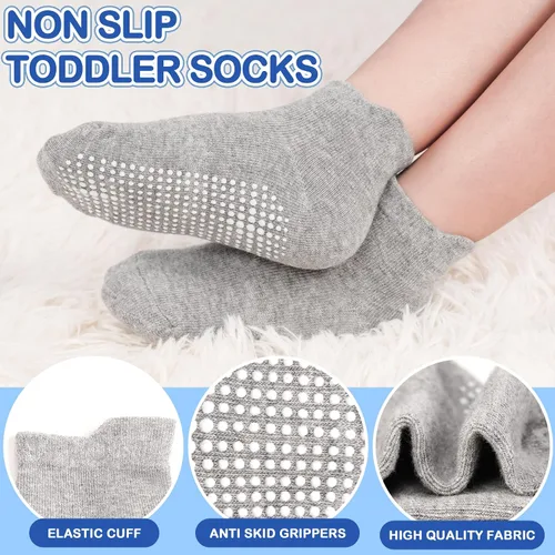 Miniatura 3 de SkiBeaut 12 pares de calcetines antideslizantes para niños y niñas con agarres, calcetines antideslizantes para niños pequeños de 1 a 7 años