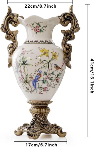Miniatura 3 de Magcolor Jarrón de cerámica blanca de mesa alta para flores de hierba de pampas, 16.1 pulgadas de alto, diseño único jarrón de cerámica agrietada