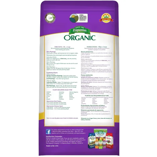 Miniatura 2 de Espoma Organic Bulb-Tone 3-5-3 Fertilizante natural y orgánico y alimento vegetal para todos los bulbos de primavera y otoño. Bolsa de 4 libras. Uso
