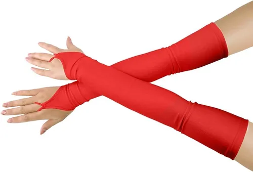 Miniatura 30 de Shinningstar Guantes largos de elastano elástico sin dedos sobre el codo para niñas y niños adultos