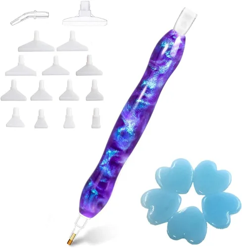 Miniatura 12 de Kit de herramientas y accesorios de pintura de arte de diamante con bolígrafo de cuentas perforadas para adultos, puntas de lápiz estilo perforador