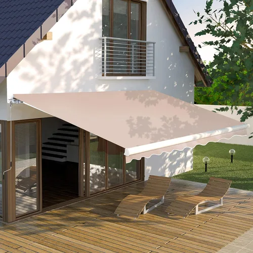 Miniatura 12 de MUPATER Toldo retráctil de 8 x 7 pies para patio, refugio al aire libre para terraza con manivela manual, proyección de 78 pulgadas, gris