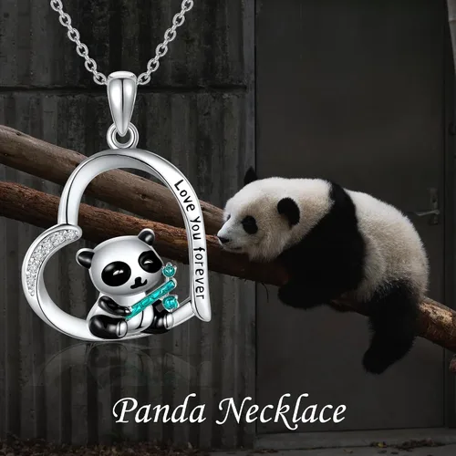 Miniatura 6 de Lindo regalo de animales de plata esterlinapanda rojoconejo, collar con colgante de animal lindo joyería para mujeres niñas regalos