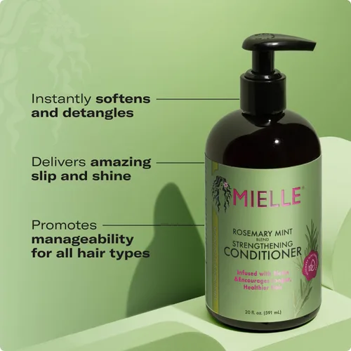 Miniatura 3 de Mielle Organics - Acondicionador capilar fortalecedor de romero y menta para mujeres y hombres - Acondicionador hidratante y desenredante infundido