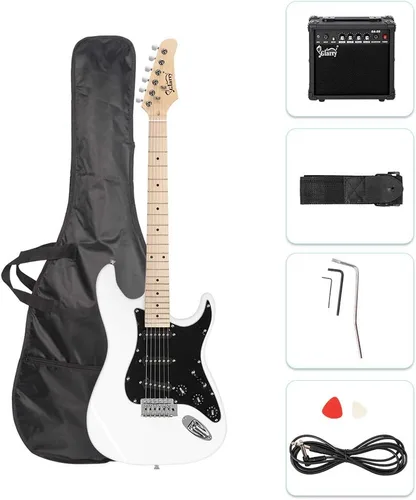 Miniatura 10 de GLARRY Guitarra eléctrica de tamaño completo para principiantes amantes de la música con amplificador de 20 W y paquete de accesorios para guitarra