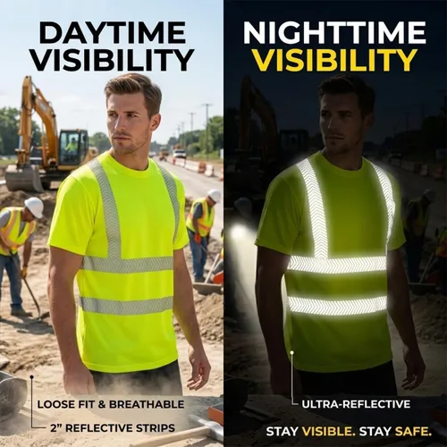 Miniatura 4 de Camiseta Hi Vis con tira reflectante de alta visibilidad, camisetas de seguridad personalizadas para tu logotipo, camisas de trabajo al aire libre