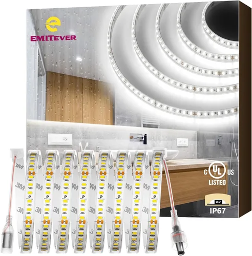 Miniatura 9 de EMITEVER Tira de luces LED para exteriores, impermeable, 16.4 pies, 2700 K, blanco cálido, 24 V, cinta LED de silicona regulable, iluminación IP67