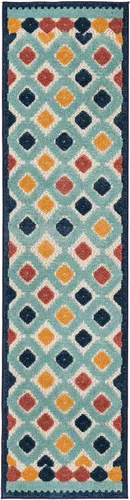 Miniatura 3 de Unique Loom Belize Outdoor Collection - Alfombra Sarstoon (2 x 8 pies, color marfil/azul claro)