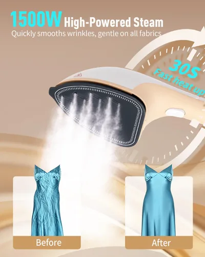 Miniatura 2 de Vaporizador 3 en 1 para ropa, 1500 W a prueba de fugas, 11.2 fl oz 1500W, 30s Fast Heat-Up. Includes Heat-Resistant Glove & Brush. For Home &
