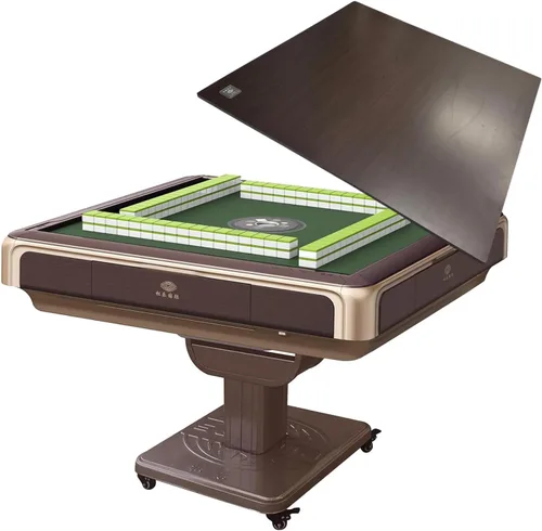 Mesa Mahjong automática ultrafina plegable con ruedas, estilo chino, filipino y americano, azulejos numerados de 1.575 in (con cubierta de mesa dura)