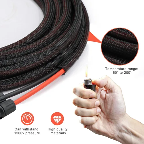 Miniatura 2 de Cable de Extensión Solar de Doble Hilo de 50 Pies - 10AWG (6mm) Negro y Rojo con Conectores de Panel Solar IP67 para Uso en Exteriores y Marino