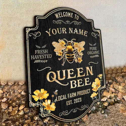 Miniatura 3 de Letrero personalizado de madera de abeja de miel (no tallado real), regalo para apicultores, amantes de la miel, colmena humilde decoración de 10