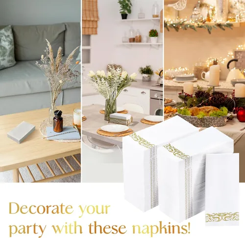 Miniatura 7 de Vplus Paquete de 400 servilletas de papel desechables de 3 capas de alta calidad, servilletas de cena desechables suaves y absorbentes, perfectas